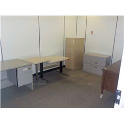 OFFICE LOT-2DESKS, 2 TABLES 2 FILE CABINETS, ETC