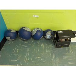 4PC MEDICINE BALLS & ULTIMATE TRX FITNESS SUSPENSION TRAINER