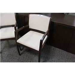 KIMBALL DARK WOOD FRAMED BEIGE CLIENT CHAIR S2