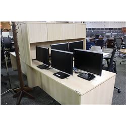 MAPLE L-SHAPE EXECUTIVE DESK WITH HUTCH