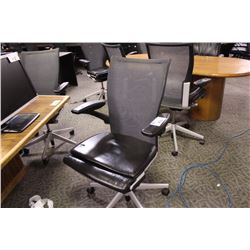 HAWORTH X99 MESH BACK AND LEATHER HIGH BACK FULLY ADJUSTABLE ERGONOMIC TASK CHAIR *DAMAGED*