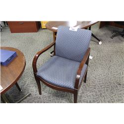 BLUE PATTERN MAHOGANY FRAME CLIENT CHAIR