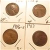 Image 1 : 1916P VF, 16D VF, 16S G, & 17P VF Lincoln Cents. Red Book Value $16.00.
