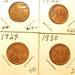 1926S VF, 28P, 29P, & 30P All Red-Brown Unc Lincoln Cents. Book value $104.00.