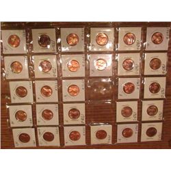 (28) 1969D-71 Lincoln Cents. All Red Unc to Gem BU.  Priced in 1 1/2  x 1 1/2  flips and plastic pag
