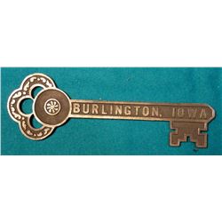 Brass Key to the City “Burlington, Iowa”.