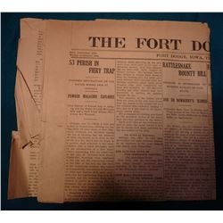 Original January 21, 1909 newspaper “The Fort Dodge Messenger”, interesting articles on a Rattlesnak