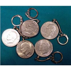 (5) Eisenhower Dollars in Bezels and Key Chains.
