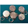 Image 2 : (5) Eisenhower Dollars in Bezels and Key Chains.