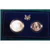 Image 1 : 1886-1986 Statue of Liberty BU Silver Dollar and clad Half-Dollar. In original U.S. Mint box as issu