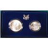 Image 2 : 1886-1986 Statue of Liberty BU Silver Dollar and clad Half-Dollar. In original U.S. Mint box as issu