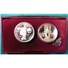 Image 1 : 1983 S & 84 S U.S. Olympics Mint Commemorative Two-piece Dollar Proof Set. Silver. In original box o