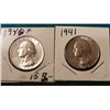 Image 1 : 1940 P & 41 P Washington Quarters. EF-AU.