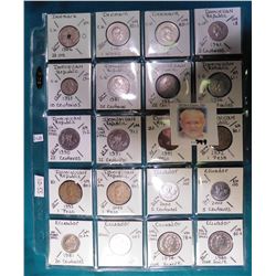 (20) Various foreign coins from Denamrk, Domenican Republic, & Ecuador in a plastic page. All identi