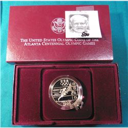 1995 P U.S. Atlanta Centennial Olympic Games Proof Silver Dollar in original box of issue.