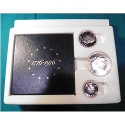 1776-1976 S U.S. Three-Piece Silver Proof Set in original box of issue.