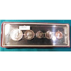 1951 U.S. Proof Set. Five-piece in an old Seitz Coin holder. A superb Gem Set.