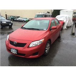 2010 TOYOTA COROLLA, 4 DOOR SEDAN, RED, VIN # 2T1BU4EE4AC364809