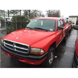 2004 DODGE DAKOTA, 4 DOOR PU, RED, VIN # 1D7HG38N84S728262