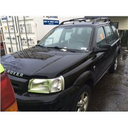 2002 LANDROVER FREELANDER, 4 DOOR SUV, BLACK, VIN # SALNM22232A383538