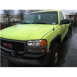 2001 GMC SIERRA, SLE 2500, 2 DOOR PU, YELLOW VIN # 1GTGC24U91Z127986