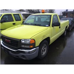 2004 GMC SIERRA, 2 DOOR PU, YELLOW, VIN # 1GTEC14X24Z145519