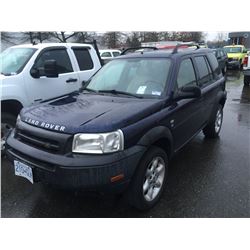 2002 LANDROVER FREELANDER SE, 4 DOOR SUV, BLUE, VIN # SALNY22252A364719