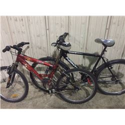 2 BIKES: BLACK NEXT CHALLENGE MOUNTAIN BIKE & RED NAKAMURA DEUCE FRONT SUSPENSION MOUNTAIN BIKE