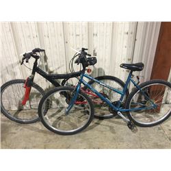 2 BIKES: BLACK NO NAME FULL SUSPENSION MOUNTAIN BIKE & BLUE NISHIKI MOUNTAIN BIKE