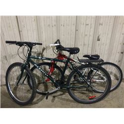 2 BIKES: GREEN ALLEGRO MOUNTAIN BIKE & WHITE GIANT FRONT SUSPENSION MOUNTAIN BIKE