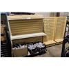 Image 1 : LARGE LOT OF WHITE MAPLE PEG BOARD STYLE GONDOLA SHELVING (CART NOT INCLUDED)