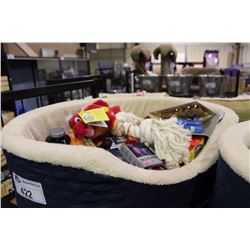 DOG BED WITH ASSORTED PET PRODUCTS