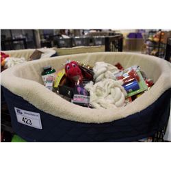 DOG BED WITH ASSORTED PET PRODUCTS