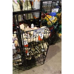 WIRE BASKET OF ASSORTED DOG TOYS (BASKET NOT INCLUDED)