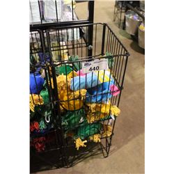 WIRE BASKET OF ASSORTED DOG TOYS (BASKET NOT INCLUDED)