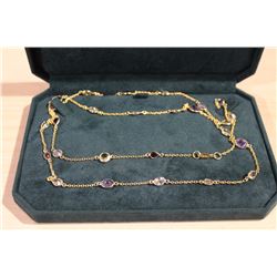 STERLING SILVER GARNET, AMETHYST, PERIDOT, AQUAMARINE NECKLACE