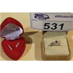 STERLING SILVER RUBY AND CUBIC ZIRCONIA RING   APPRAISED $525,14KT GOLD SAPPHIRE EARRINGS