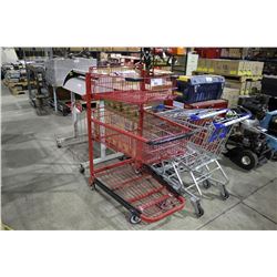 RED METAL 2 TIER SHOPPING CART