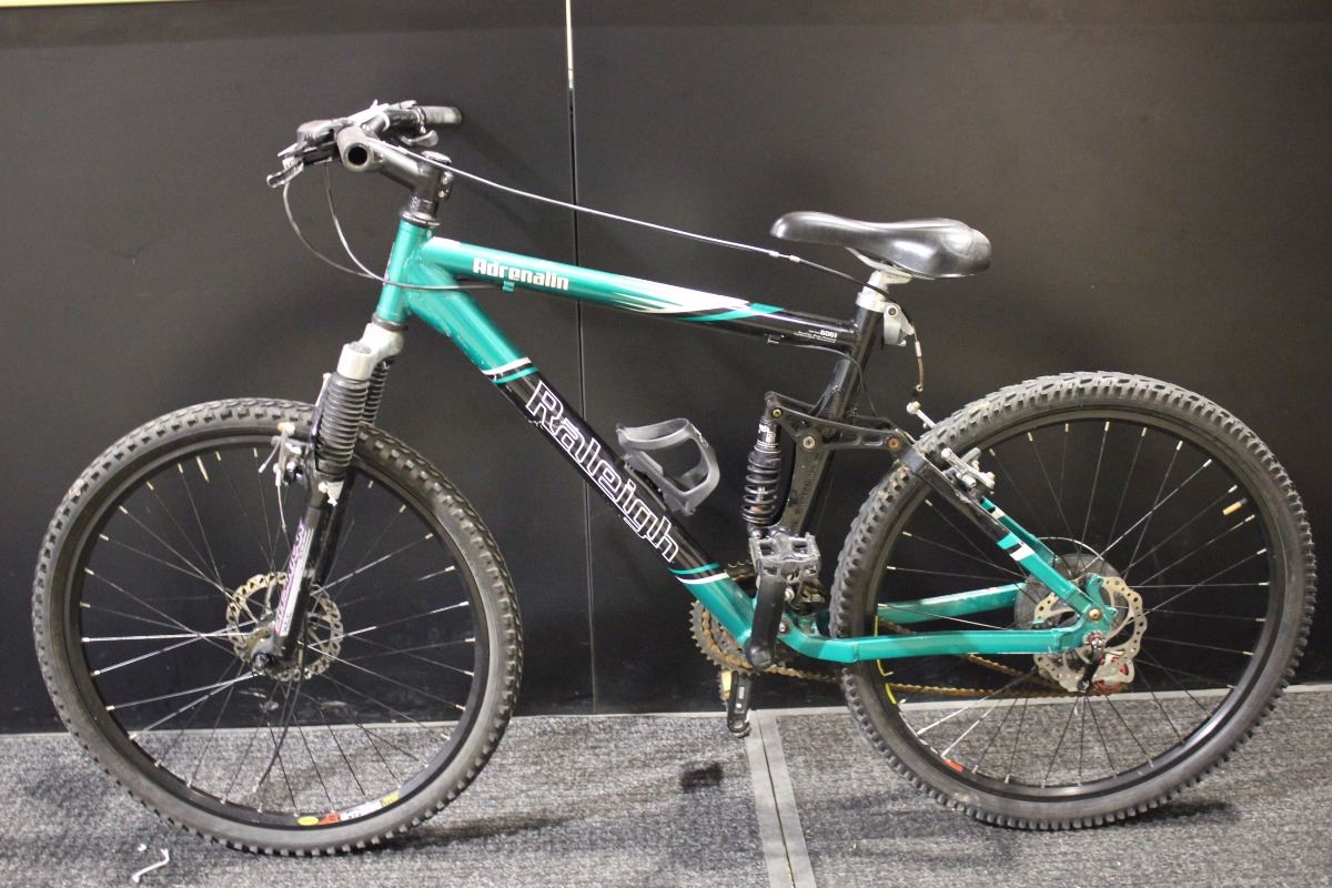 Green Raleigh Bike GREEN RALEIGH ADRENALIN 21 SPEED FULL SUSPENSION FULL DISC MOUNTAIN ...
