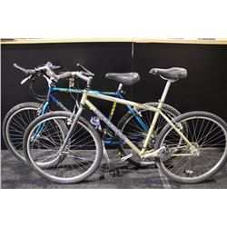 2 BIKES: GOLD KONA 21 SPEED MOUNTAIN BIKE & GREEN RALEIGH 18 SPEED MOUNTAIN BIKE