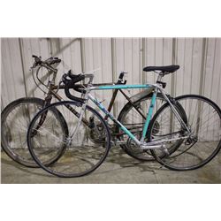 2 BIKES: GREY BERTROND 14 SPEED ROAD BIKE & BROWN RALEIGH 12 SPEED ROAD BIKE