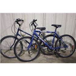 2 BIKES: BLUE SUPERCYCLE 18 SPEED MOUNTAIN BIKE & BLUE MOUNTAIN TOUR 12 SPEED MOUNTAIN BIKE