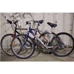 2 BIKES: GREY KAWASAKI 18 SPEED MOUNTAIN BIKE & BLACK KUWAHARA 21 SPEED MOUNTAIN BIKE