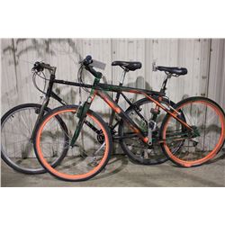 2 BIKES: BLACK NO NAME 24 SPEED FRONT SUSPENSION MOUNTAIN BIKE & BLACK KONA 21 SPEED MOUNTAIN BIKE