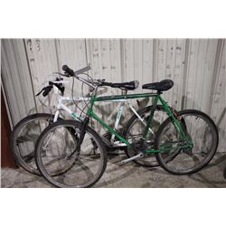 2 BIKES: GREEN SUNTOUR MOUNTAIN BIKE & WHITE NORTH COUNTRY 18 SPEED MOUNTAIN BIKE