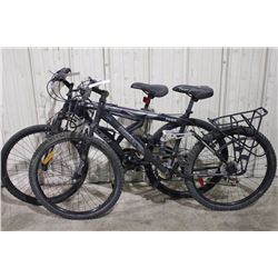 2 BIKES: BLACK FREE SPIRIT 21 SPEED FULL SUSPENSION MOUNTAIN BIKE & BLACK HYPER 7 SPEED FULL