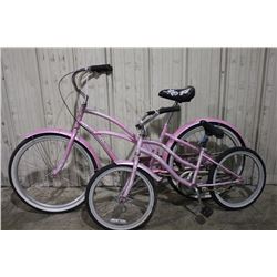 2 BIKES: PINK STARLETTE KIDS CRUISER BIKE & PINK ELECTRA HAWAII SINGLE SPEED CRUISER BIKE