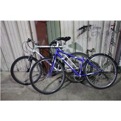 2 BIKES: BLUE MIELE 21 SPEED ROAD BIKE & WHITE GT 15 SPEED FRONT SUSPENSION MOUNTAIN BIKE