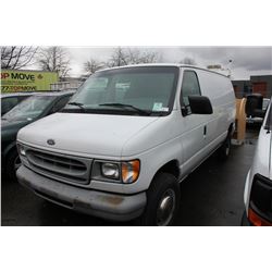 1999 FORD E-350 3 DOOR CARGO VAN, WHITE, VIN # 1FTSE34M2XHA72581