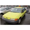 Image 1 : 1992 FORD ESCORT, 4 DOOR STATION WAGON, YELLOW, VIN # 1FABP15J3NW204698